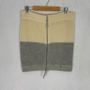 Lululemon Cream & Grey Sweater Knit Zip Up Winter Scarf